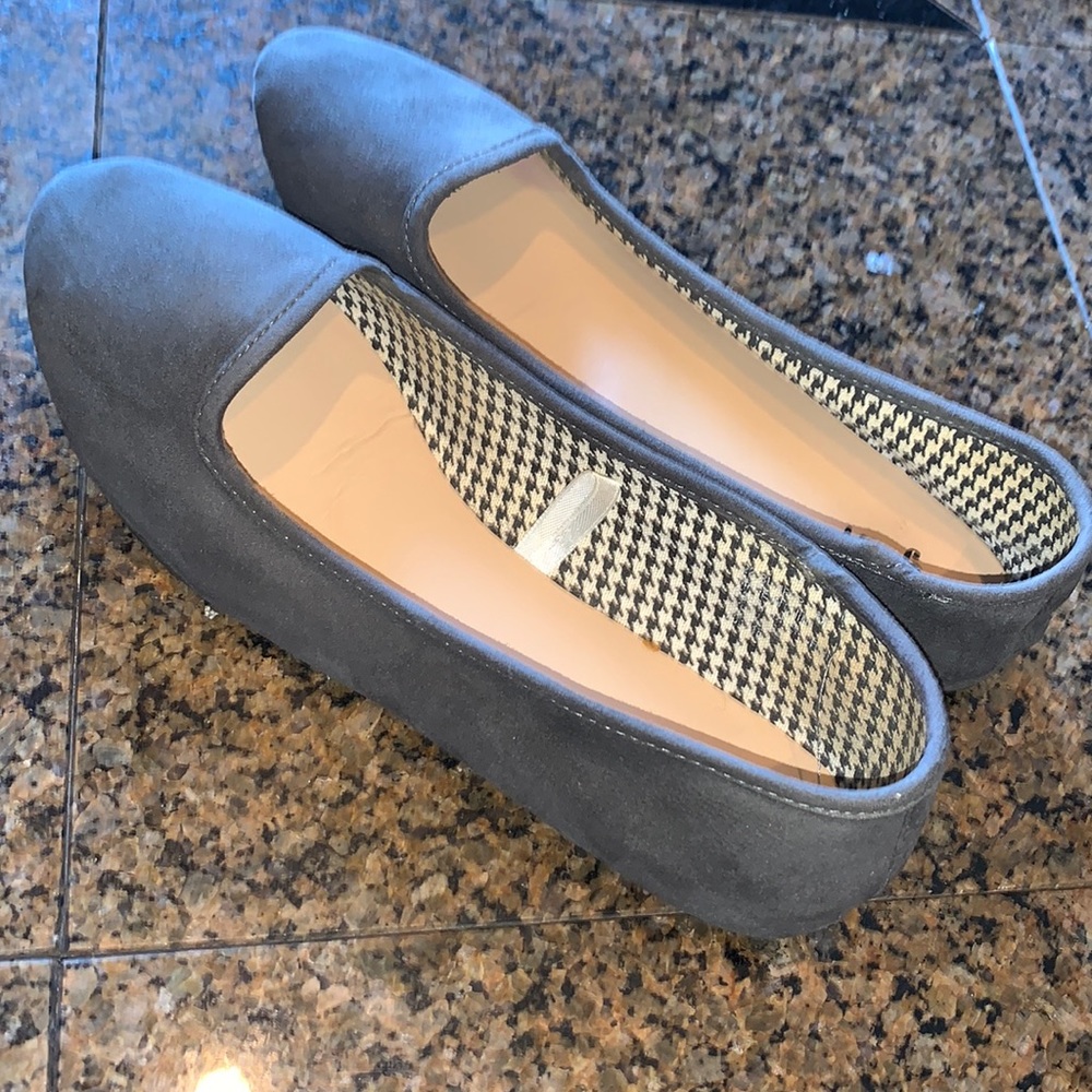 Gray suede flats